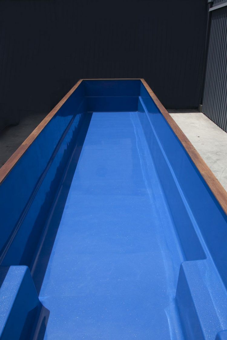 blue shipping container pool