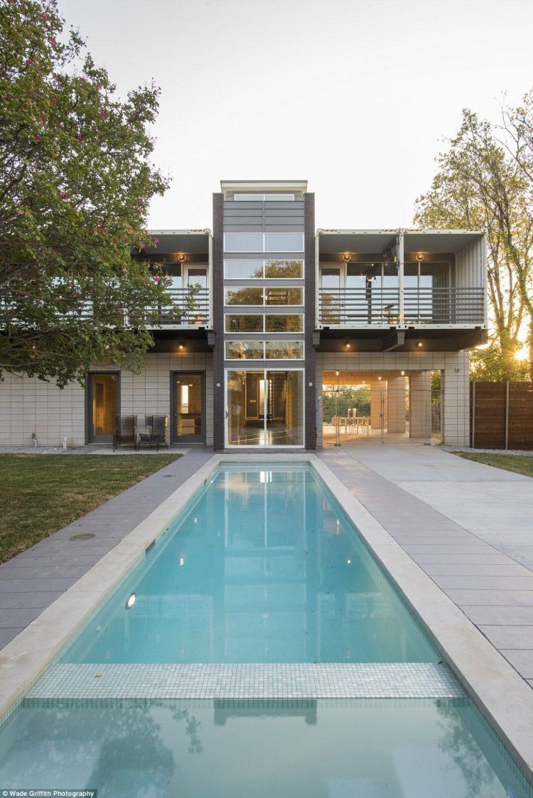 Shipping Container Swimming Pool In Inside Dallas Home Built From Shipping Containers Daily Mail Online