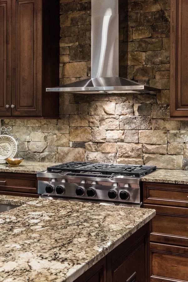 stacked stone kitchen backsplash