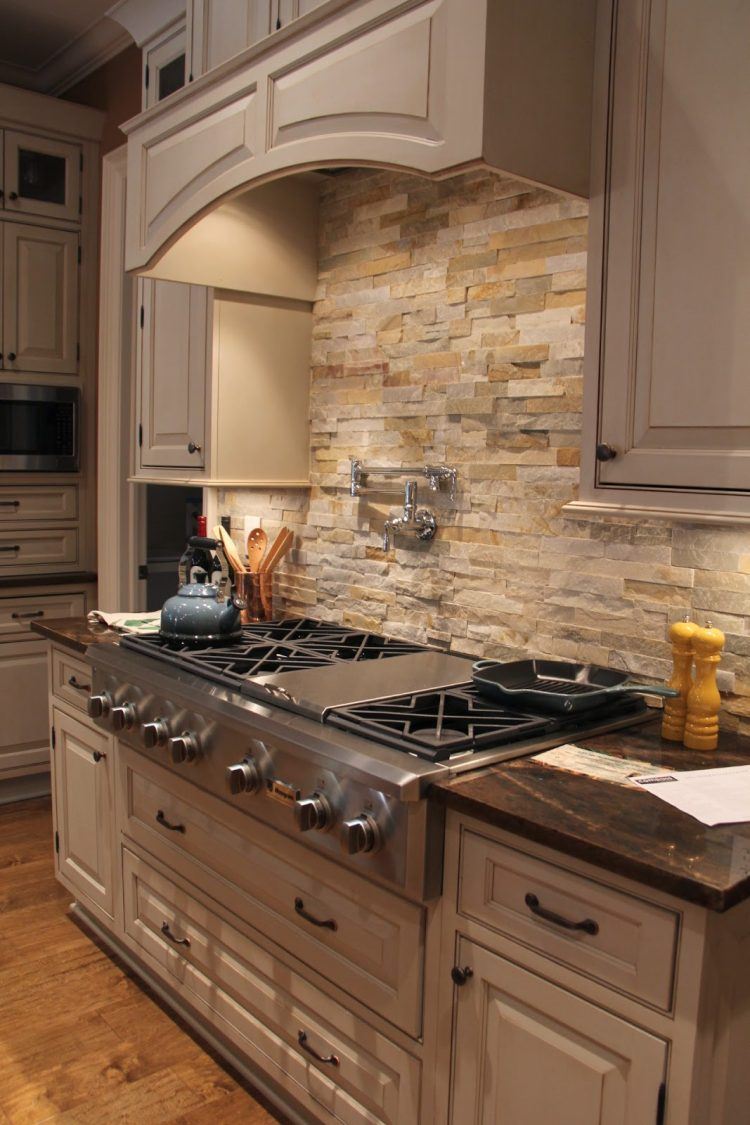 simple stone backsplash