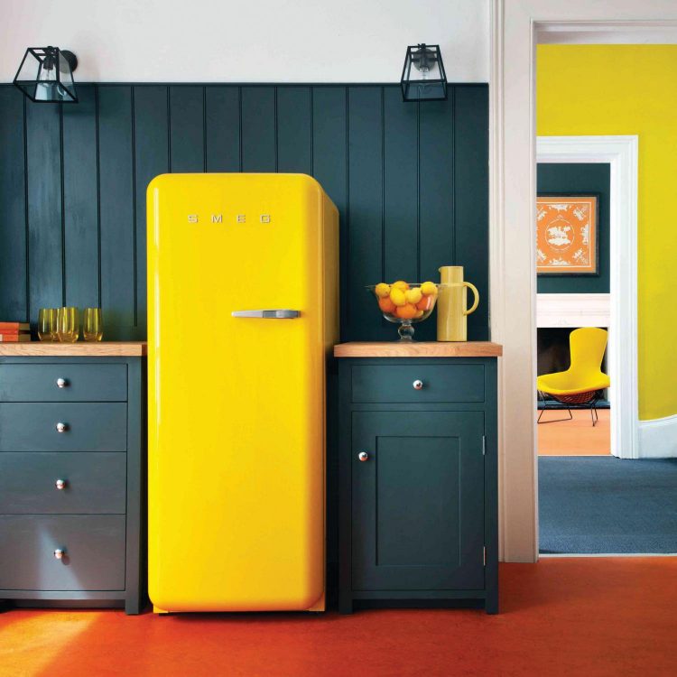 yellow smeg refrigerator 