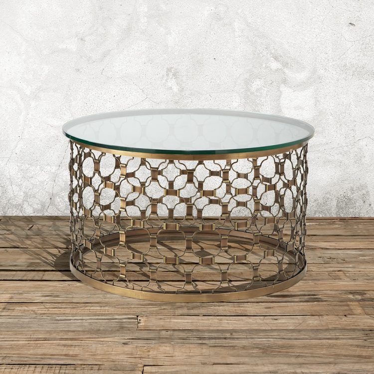 gold and glass coffee table