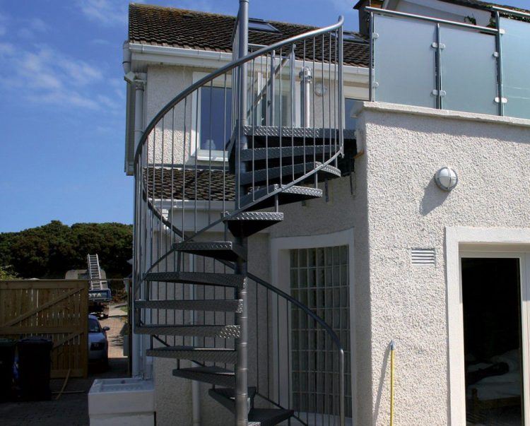 outdoor metal spiral staircase