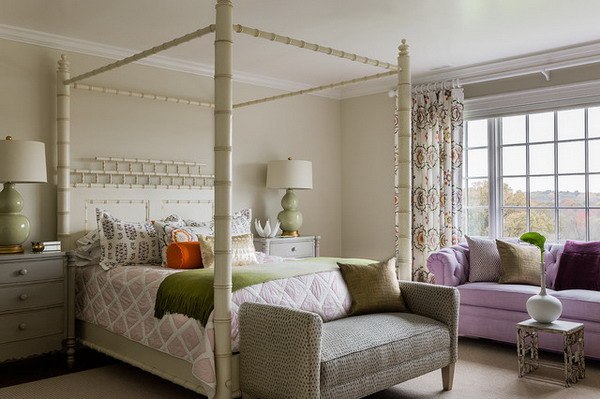 girls bedroom with four poster bed