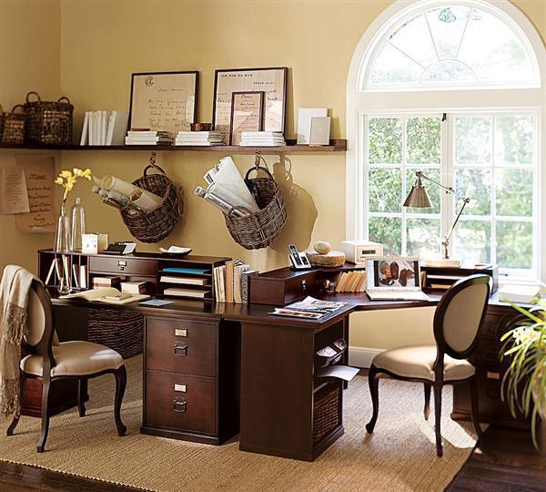 luxury home office with decorations