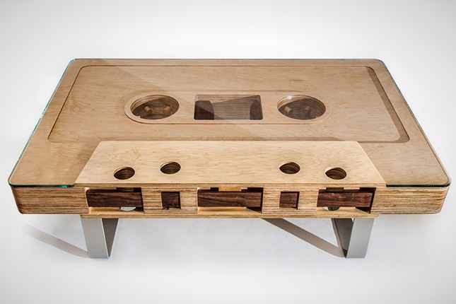 coffee table shaped like a cassette