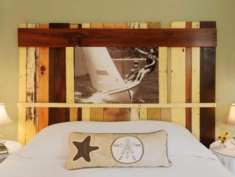 multi-tone wooden headboard