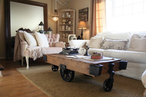 unique coffee table on wheels