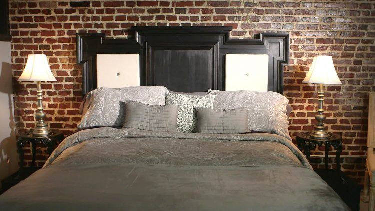 black wooden headboard