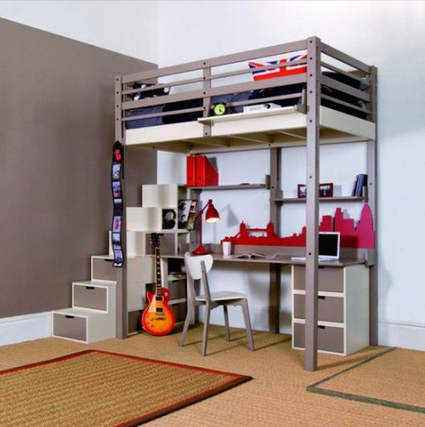 bunk bed with desk underneath