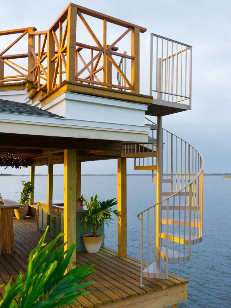 yellow spiral staircase