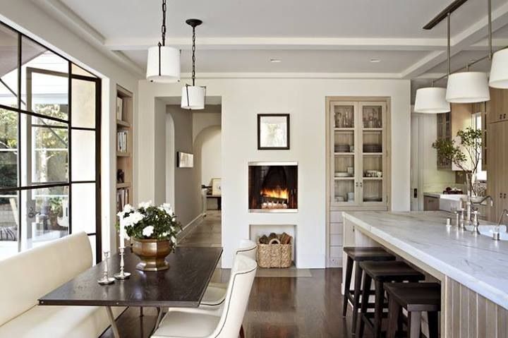 fireplace inside kitchen