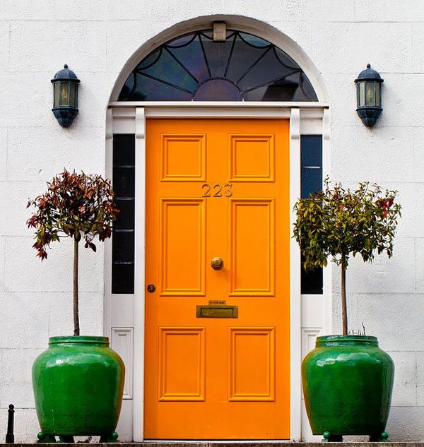 bright orange front door