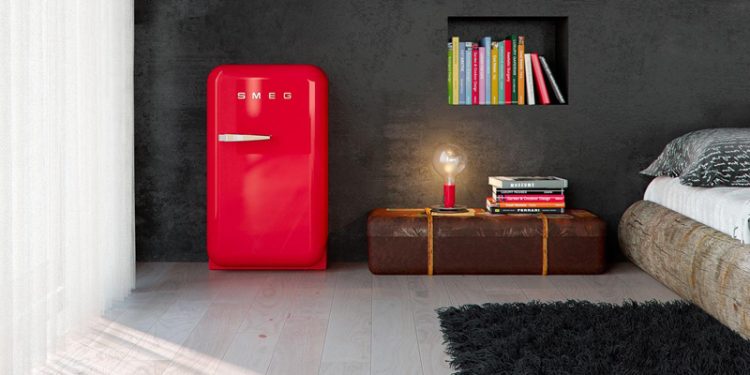 small red fridge