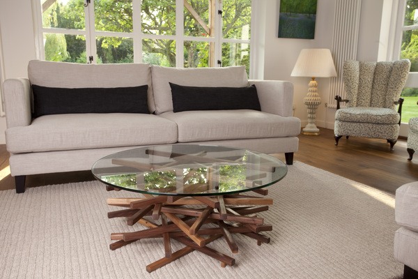 coffee table with round glass top