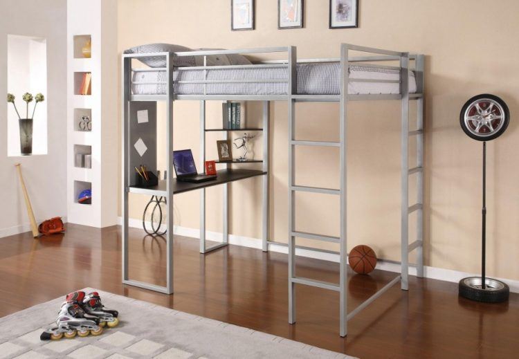 white polished metal bunk bed