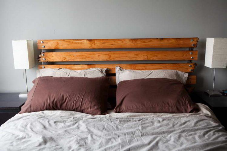 headboard of wooden boards