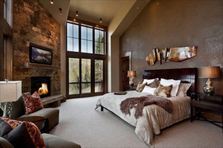 modern rustic bedroom with vaulted ceilings 