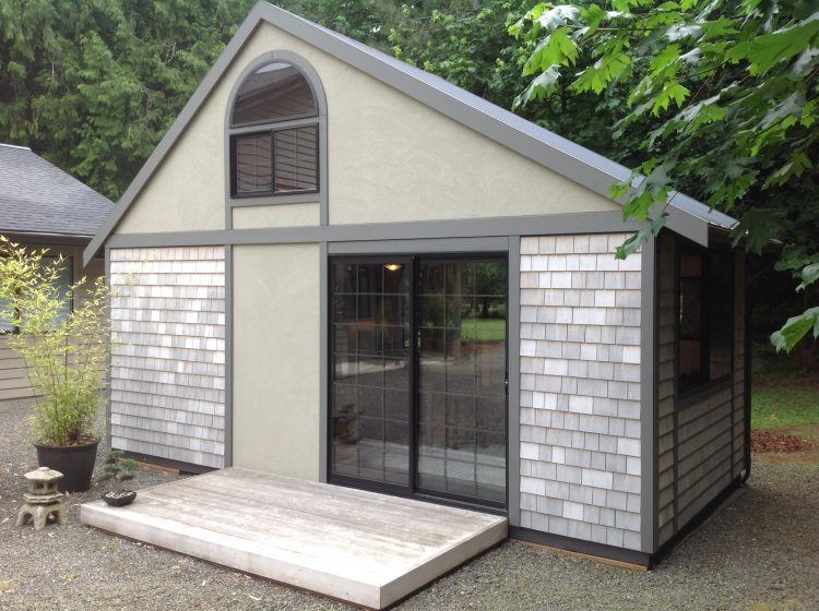 gray brick tiny home