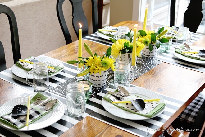 black and yellow center piece