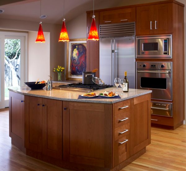 bright red kitchen hanging lamps