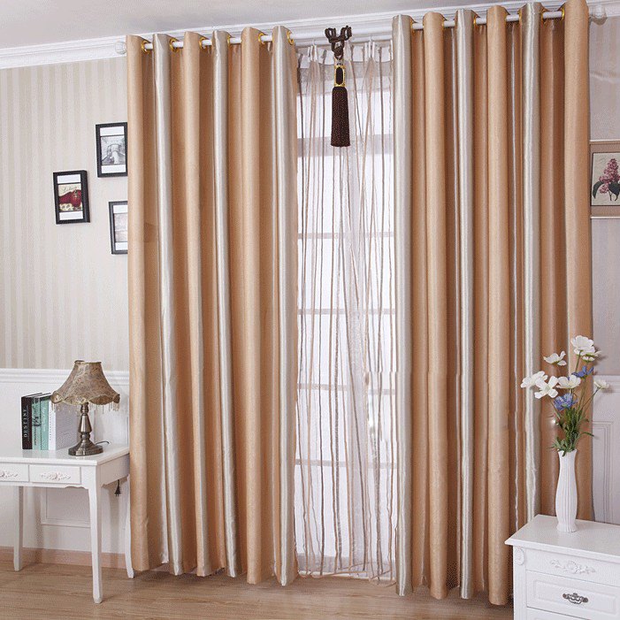 champagne color living room curtains