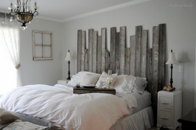 diy rustic headboard made from wood