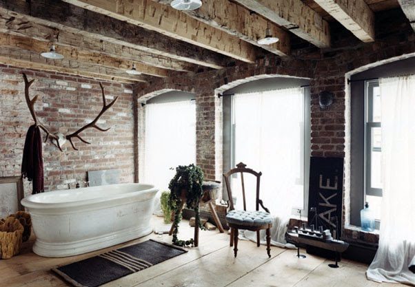 bathroom with large windows