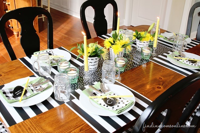 striped table setting