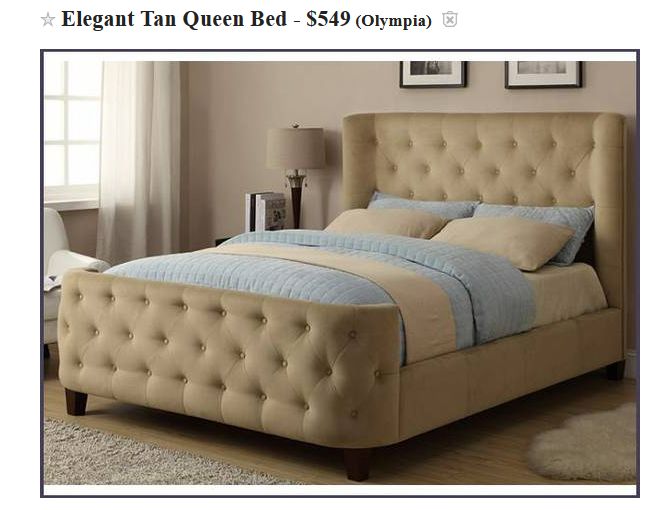 Tan Queen Bed