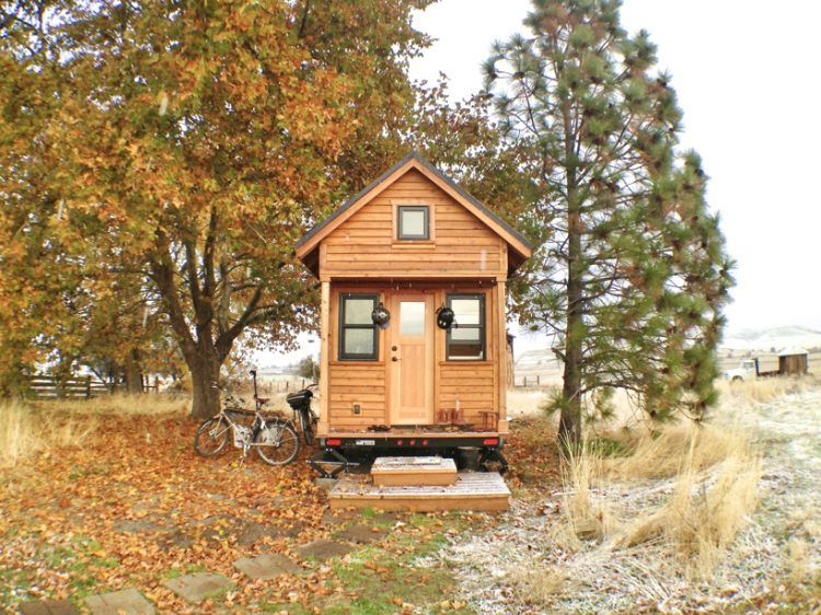 beautiful tiny home during the fall