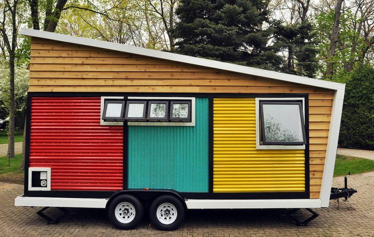 toy box tiny home with colorful sides