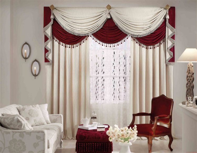 Red And White Living Room Curtains