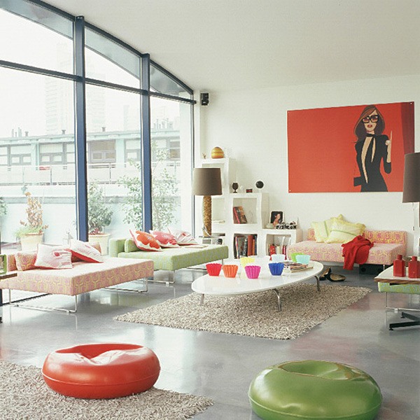 colorful retro living room