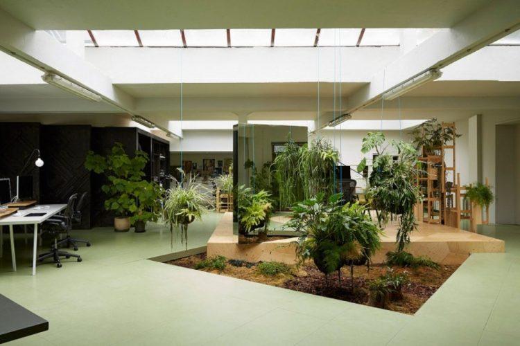 indoor garden with ceramic floor