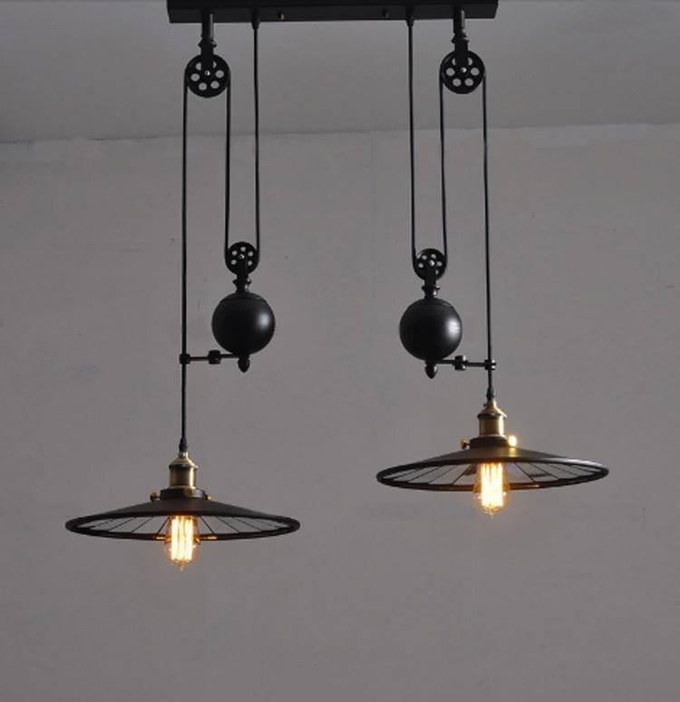 trendy pulley style hanging lamps