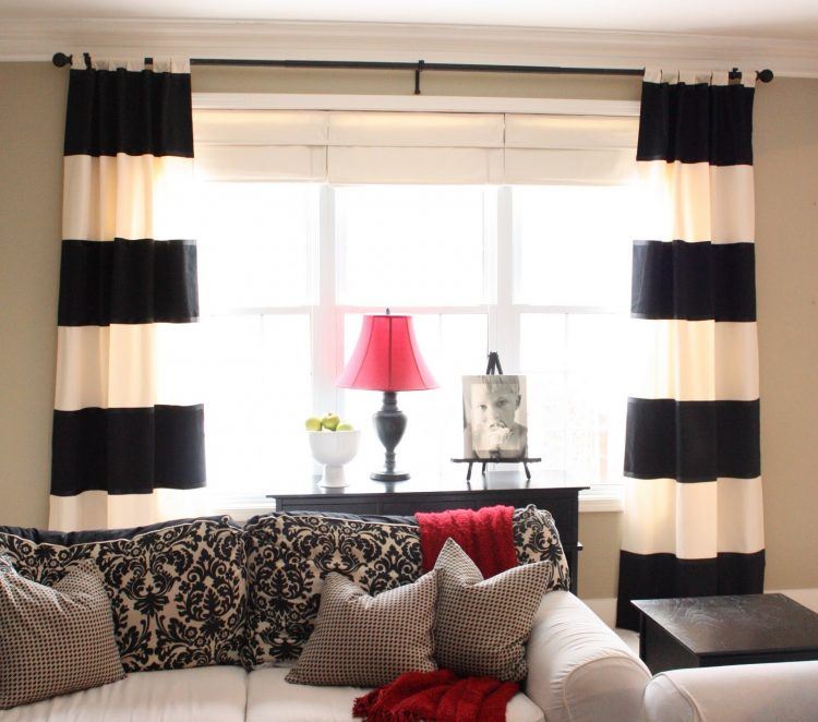 black and white living room curtains