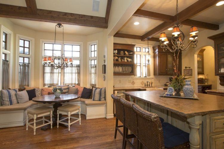 country kitchen with window seat