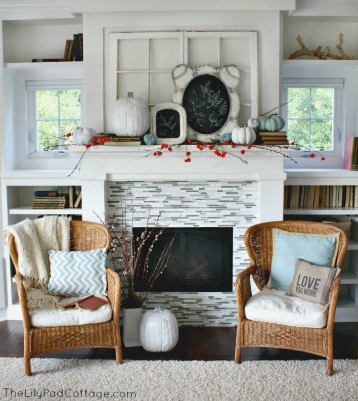 fall themed mantel decor