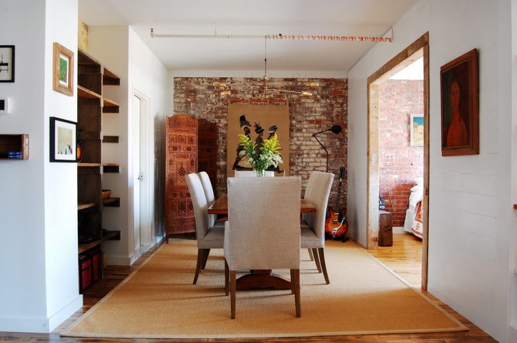 rustic brick accent wall