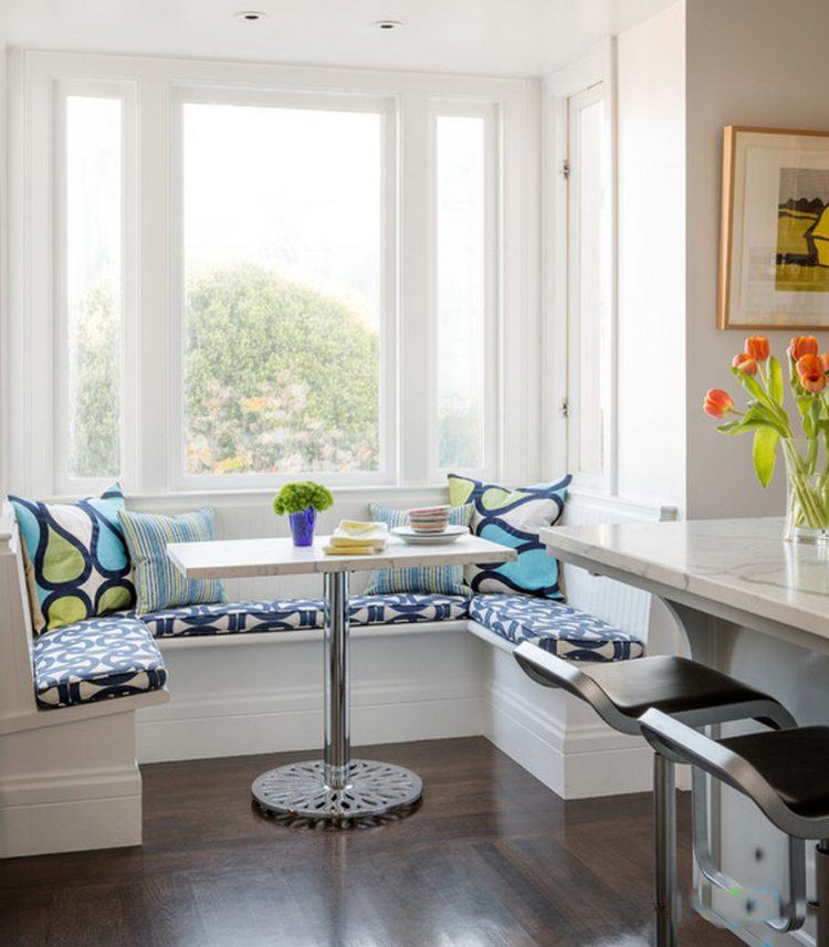 kitchen with window seat and small table