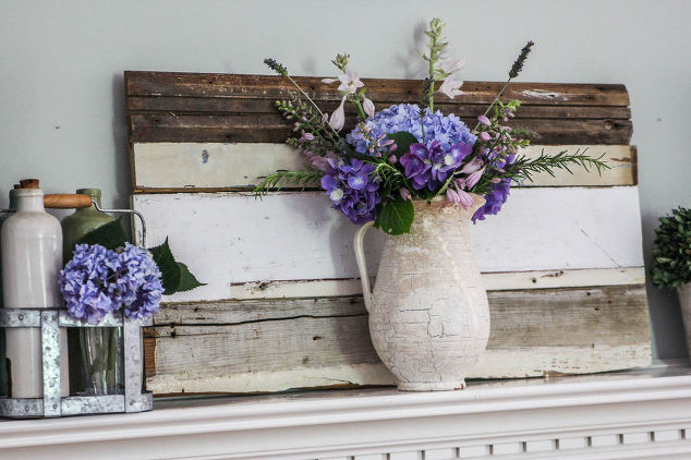 summer mantel decor with flowers