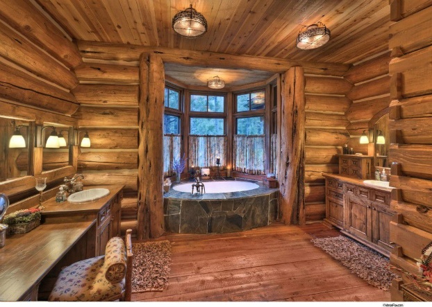 log cabin bathroom