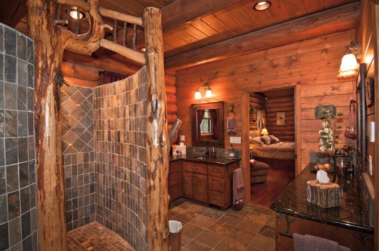 brown rustic bathroom