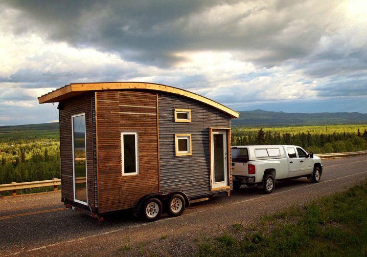 two toned tiny home on wheels