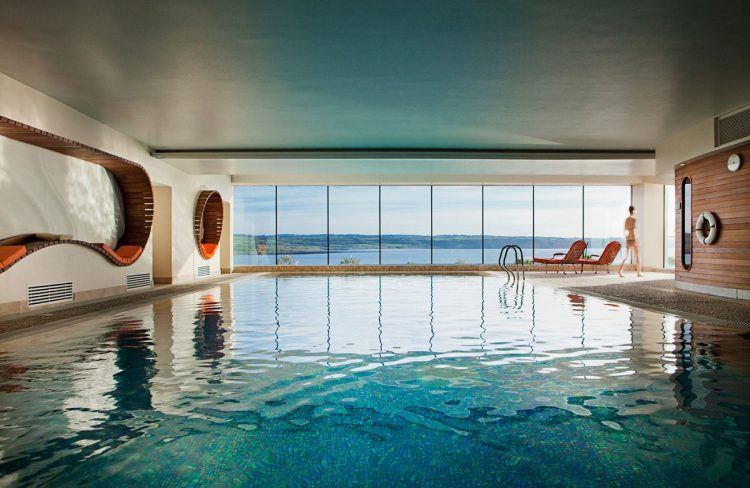 indoor infinity pool at hotel