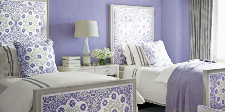 bedroom with beautiful purple paint 