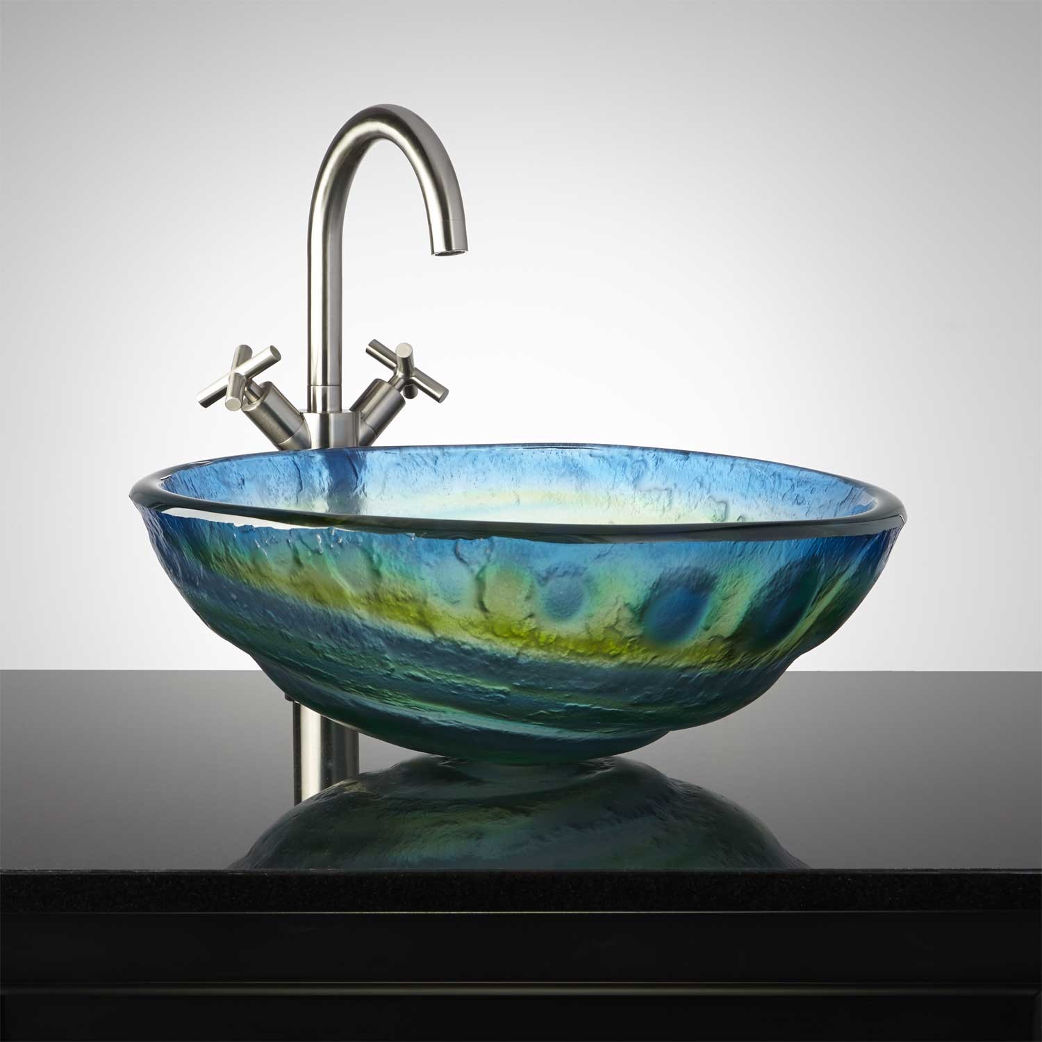 Sink bathroom vessel glass modern tempered sinks bowl pedestal elite kitchen 1308 silver lavatory wrinkles