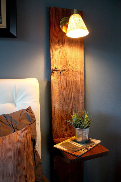 floating wooden bedside table