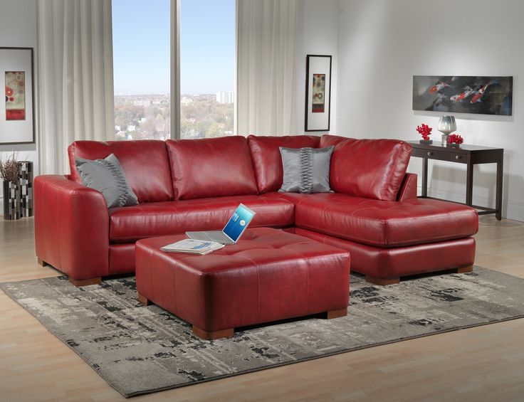 bright red sectional sofa